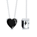 Heart Shape 2 Carat Black Onyx Solitaire Necklace