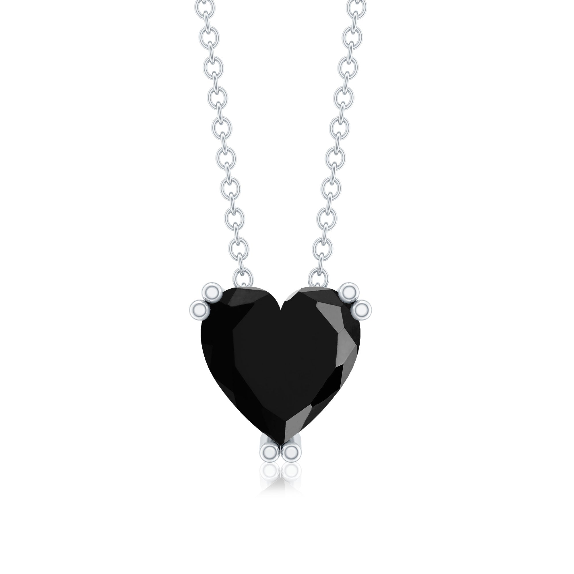 Heart Shape 2 Carat Black Onyx Solitaire Necklace
