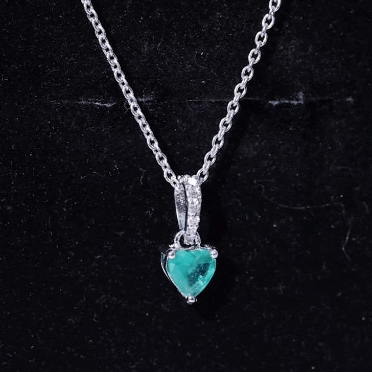 Emerald Heart Necklace – Heart Shaped Emerald Pendant with Diamond Accent Bail