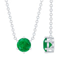 Emerald Solitaire Necklace – 5MM Round Cut Emerald in Secure 6 Prong Setting
