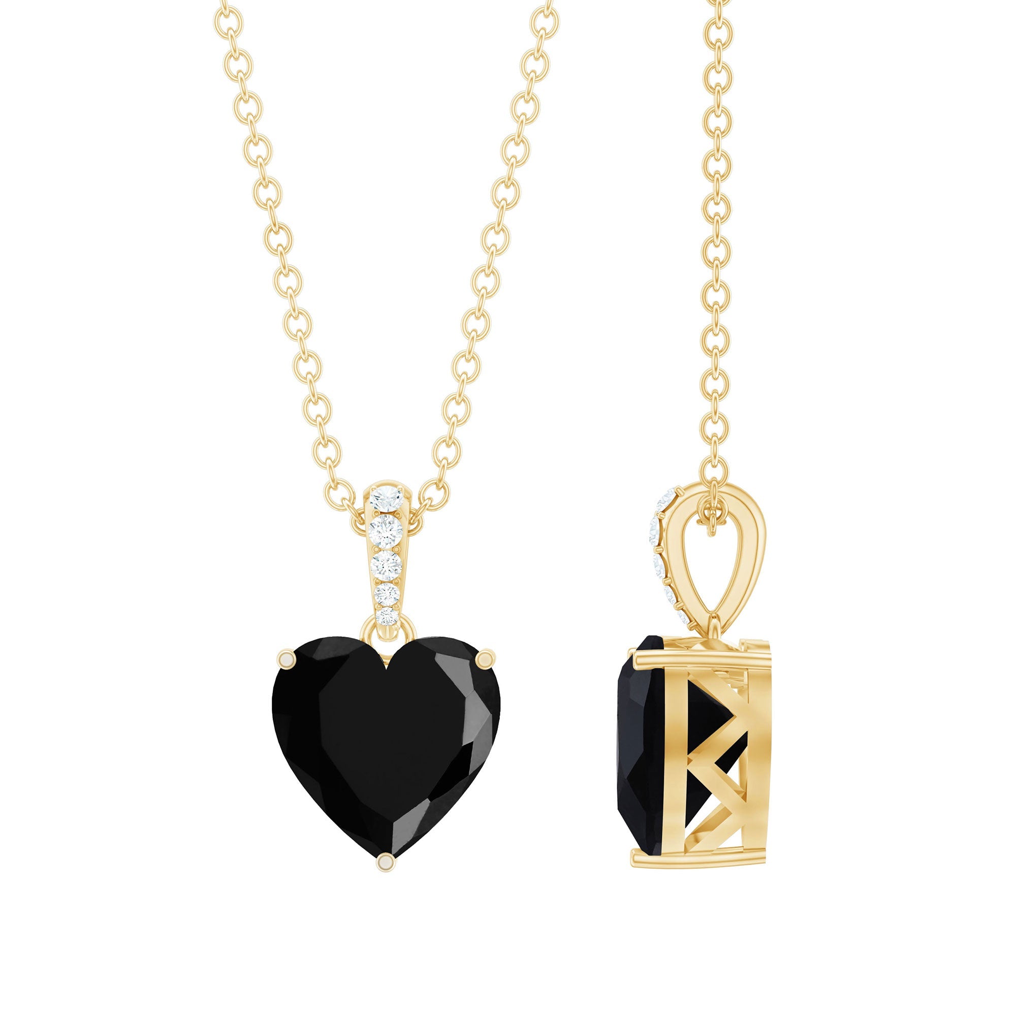 2 Carat Black Onyx Heart Pendant with Diamond