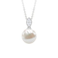 Freshwater Pearl Pendant – 8 Carat Pearl Drop Necklace in Solid Gold with Diamonds