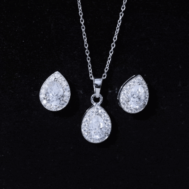 Moissanite Teardrop Jewelry Set – Matching Jewelry Set With Brilliant Cut Stones