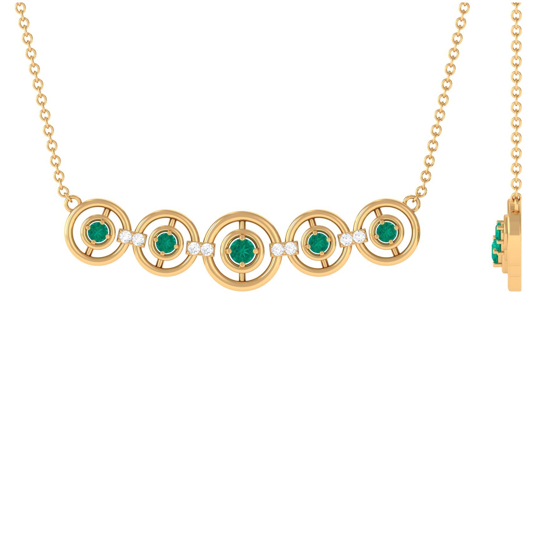 Emerald Bar Necklace – Minimalist Contemporary Jewelry with Diamond Accents