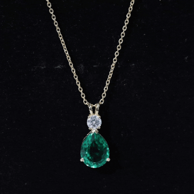 Lab Created Emerald Pendant Pear Shape Necklace – Diamond Teardrop Pendant Gift