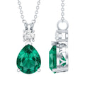 Lab Created Emerald Pendant Pear Shape Necklace – Diamond Teardrop Pendant Gift