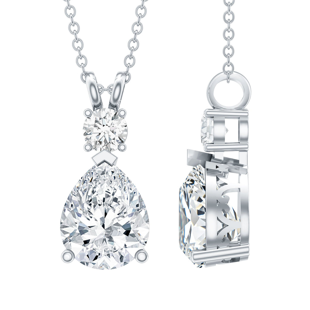 Certified 3 Carat Cubic Zirconia Pear Drop Necklace with Silver Chain