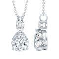 Certified 3 Carat Cubic Zirconia Pear Drop Necklace with Silver Chain