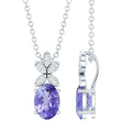 Oval Tanzanite Pendant - 1 Carat Blue Gemstone Necklace With Diamond Flower Design