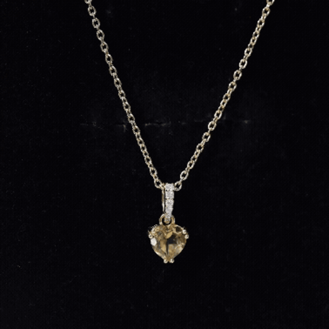 Citrine Heart Locket – Solitaire Pendant Necklace | 14k Gold Plated Silver Jewelry