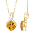Citrine Infinity Necklace – 2.2 Carat Cushion Cut Pendant | Silver Chain