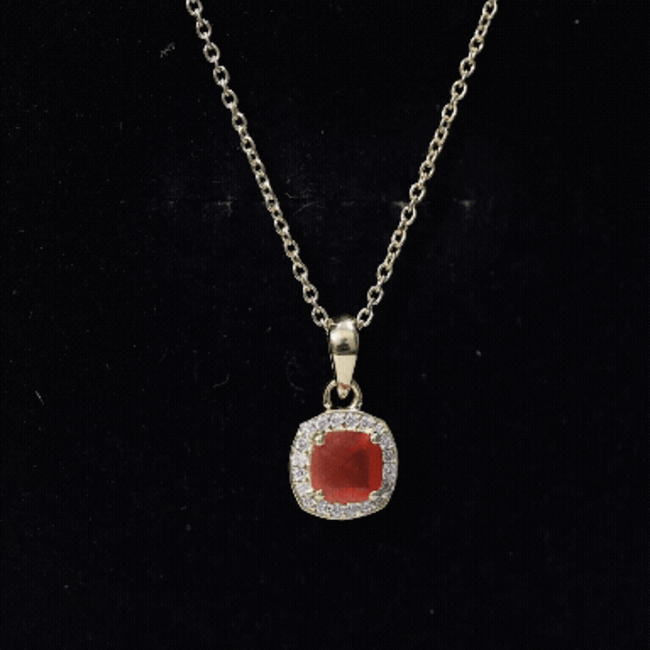 Citrine Halo Necklace – 0.9 Carat Cushion Cut Pendant with Diamond Halo Design
