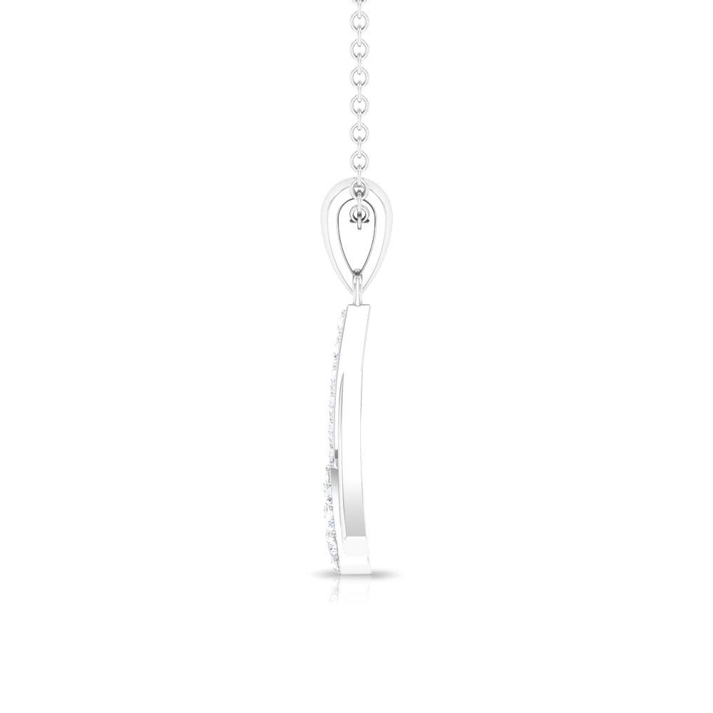 Diamond Cluster Necklace - Round Cut Diamonds Pave Setting Pendant