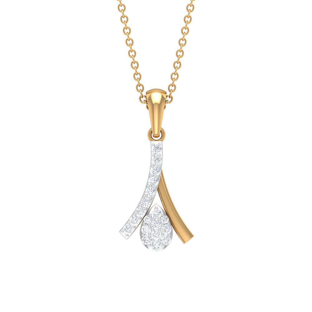 Diamond Cluster Necklace - Round Cut Diamonds Pave Setting Pendant