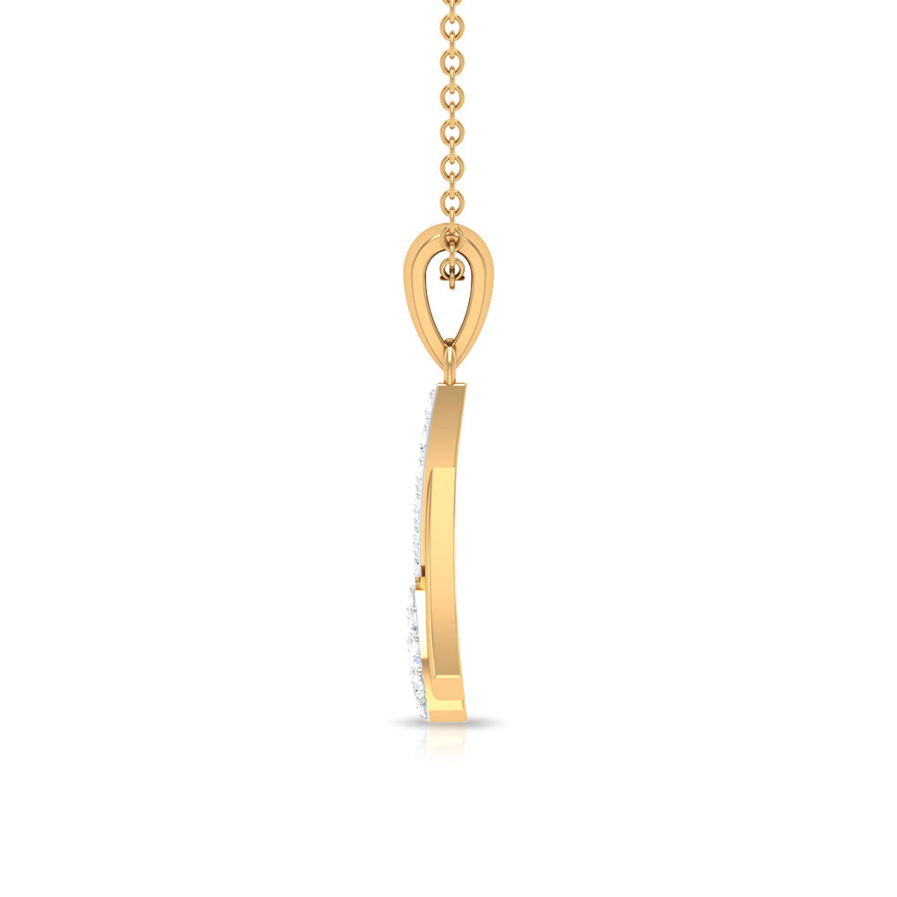 Diamond Cluster Necklace - Round Cut Diamonds Pave Setting Pendant