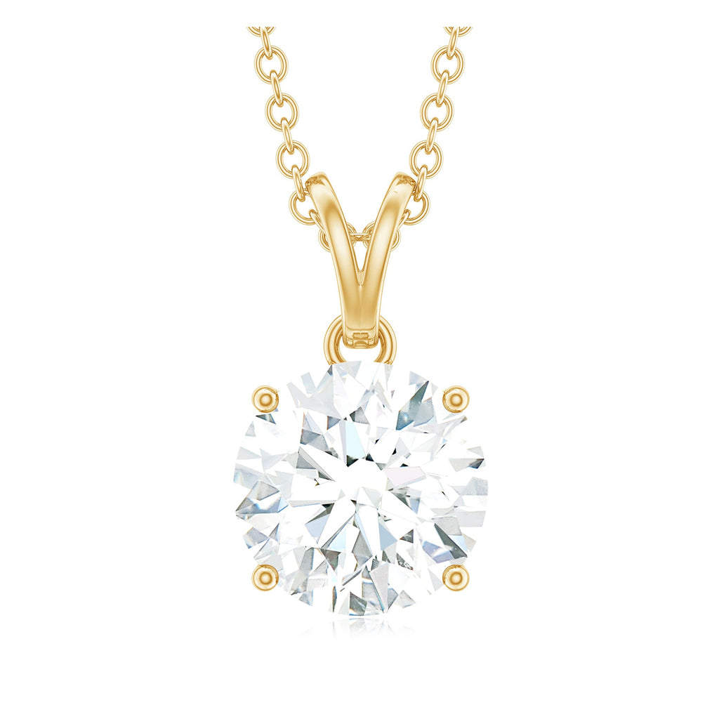 Certified 2 Carat Moissanite Solitaire Pendant Necklace With Chain