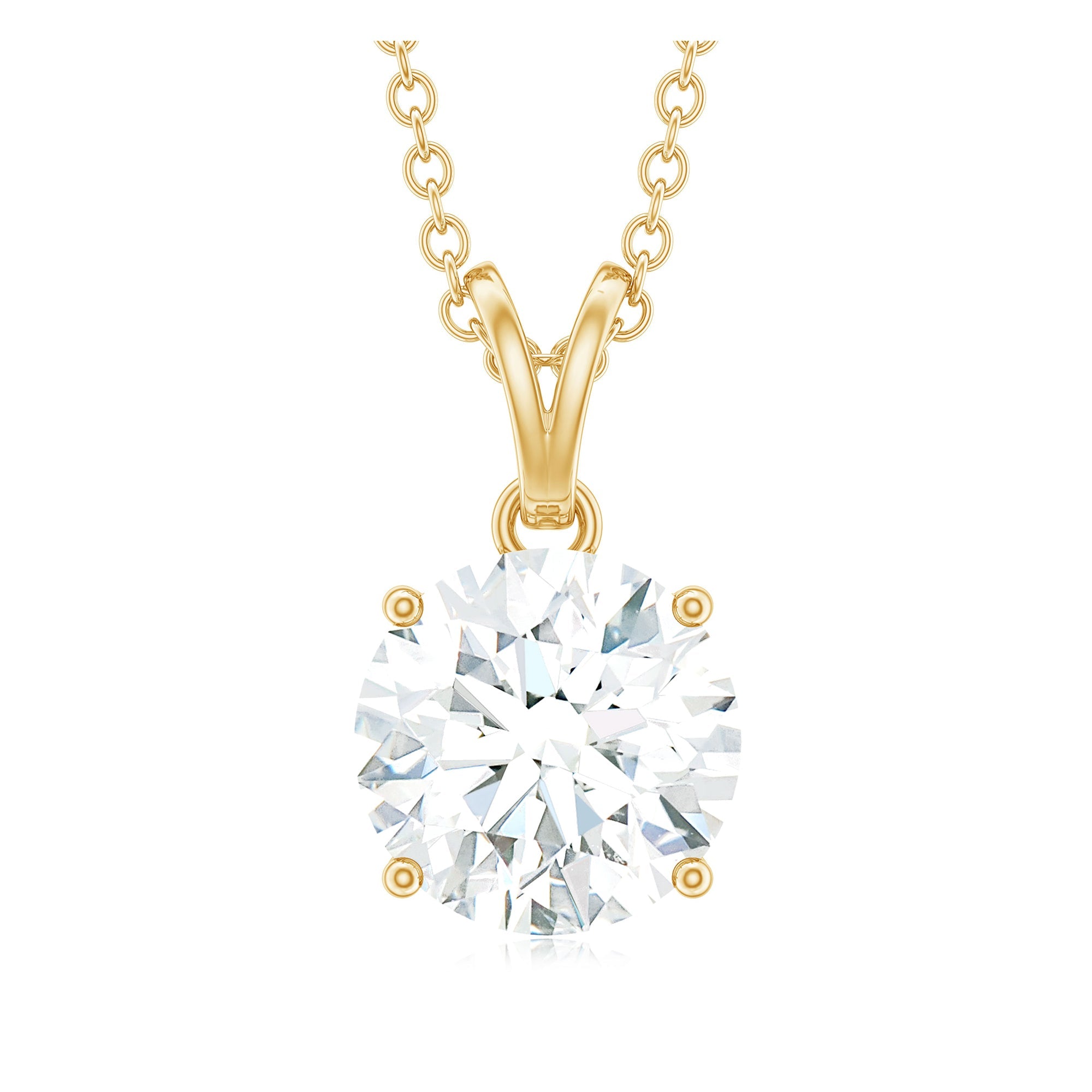 Certified 2 Carat Moissanite Solitaire Pendant Necklace With Chain