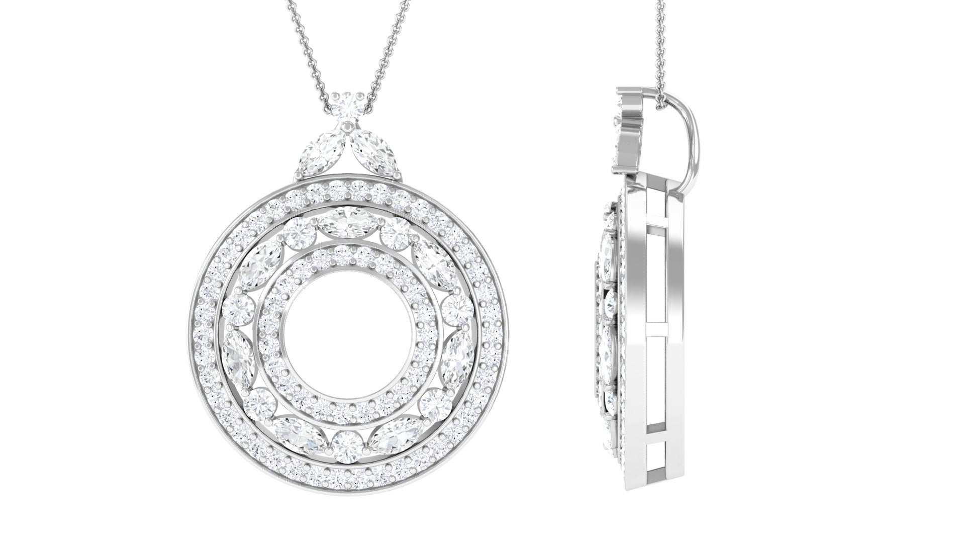 3/4 CT Certified Moissanite Vintage Pendant Necklace