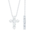 Moissanite Cross Pendant – Round Cut Prong Setting Necklace With Cable Chain