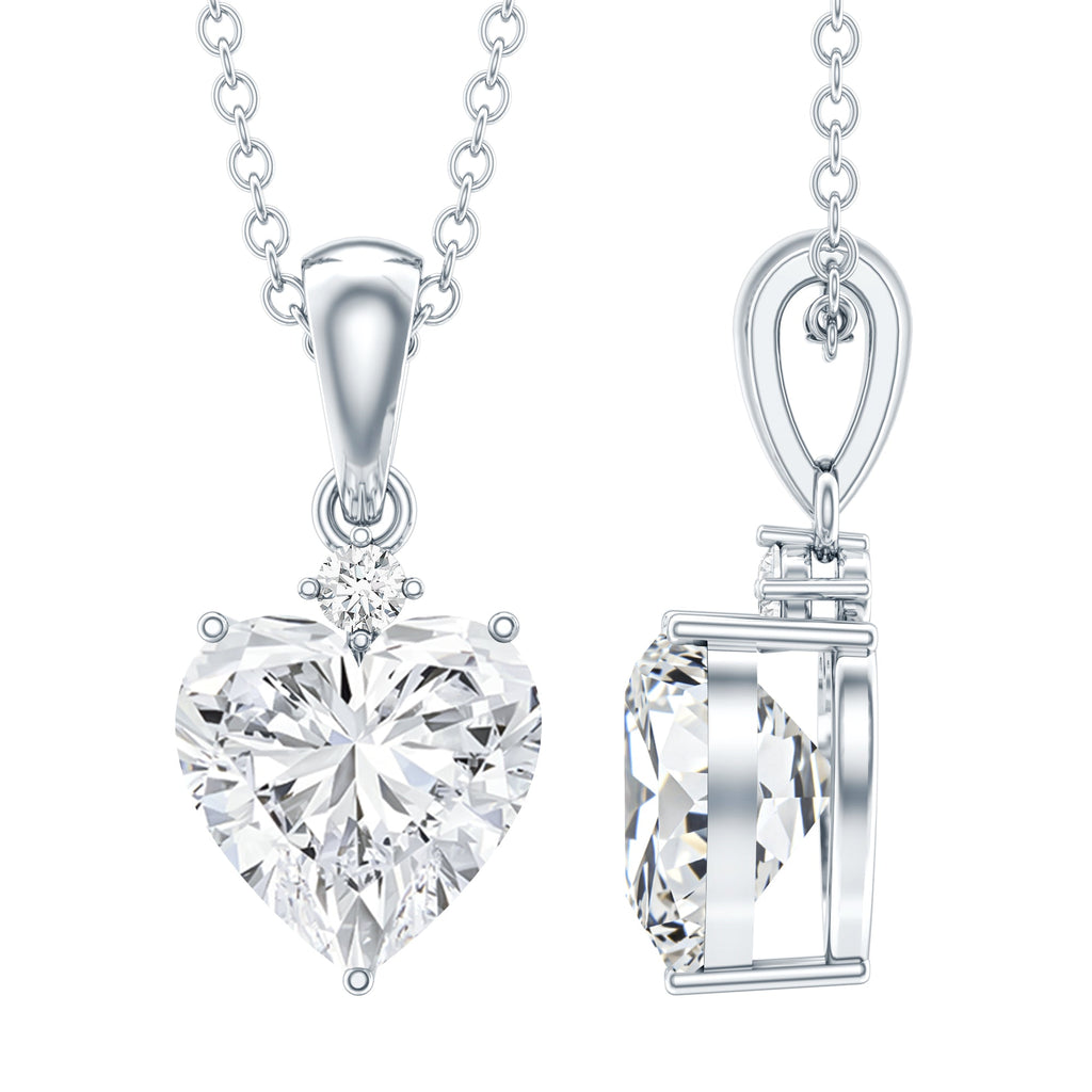 Certified Cubic Zirconia Heart Locket with Silver Chain
