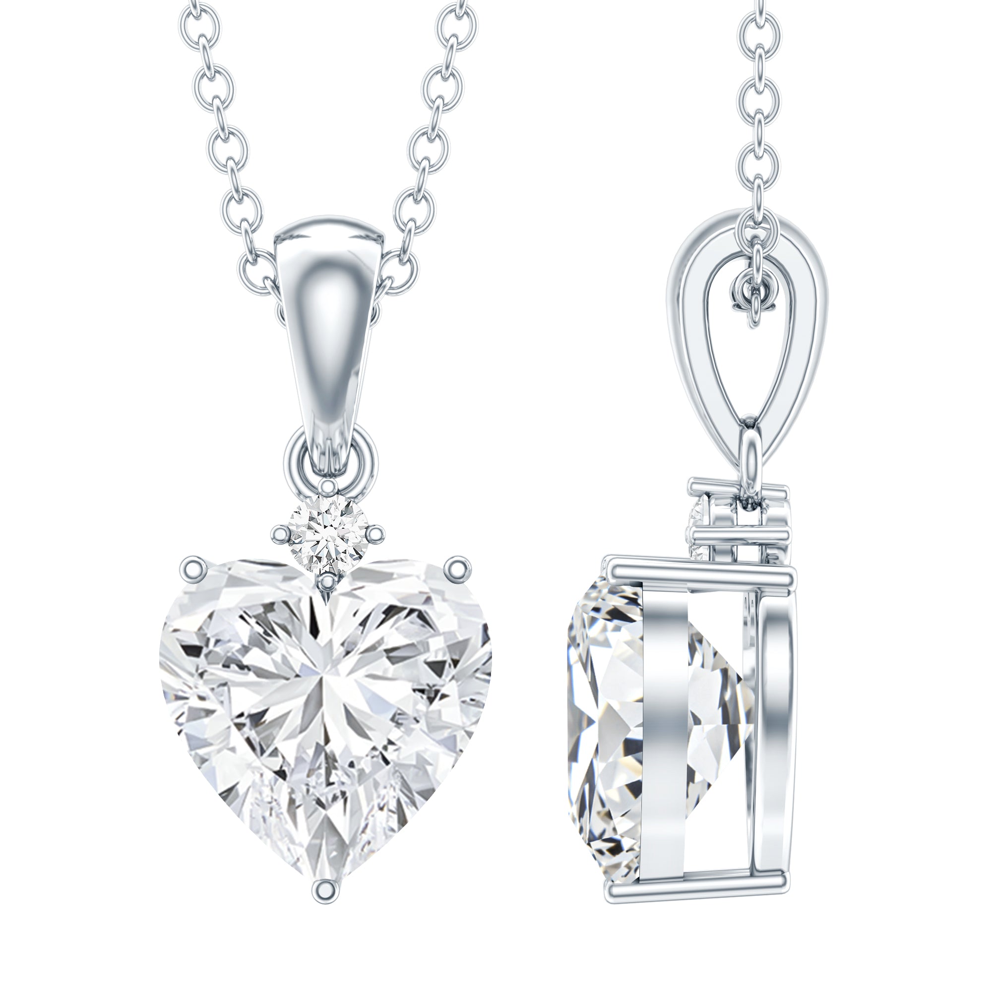 Certified Cubic Zirconia Heart Locket with Silver Chain
