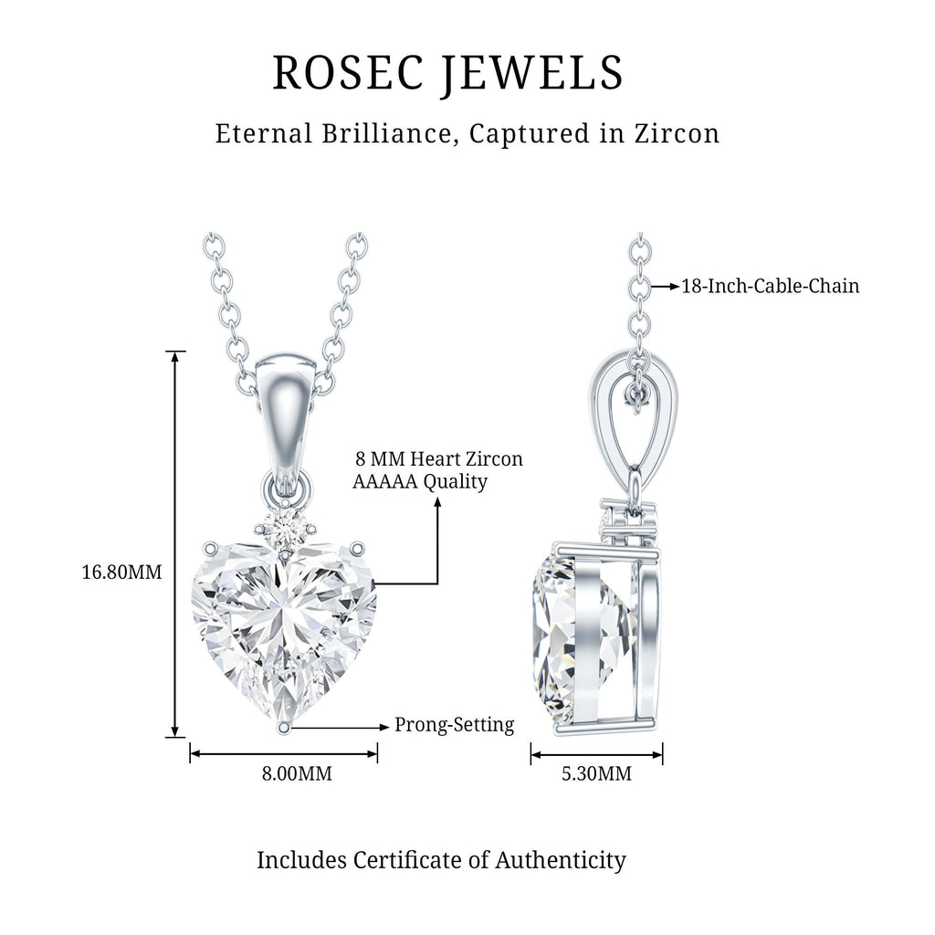 Certified Cubic Zirconia Heart Locket with Silver Chain