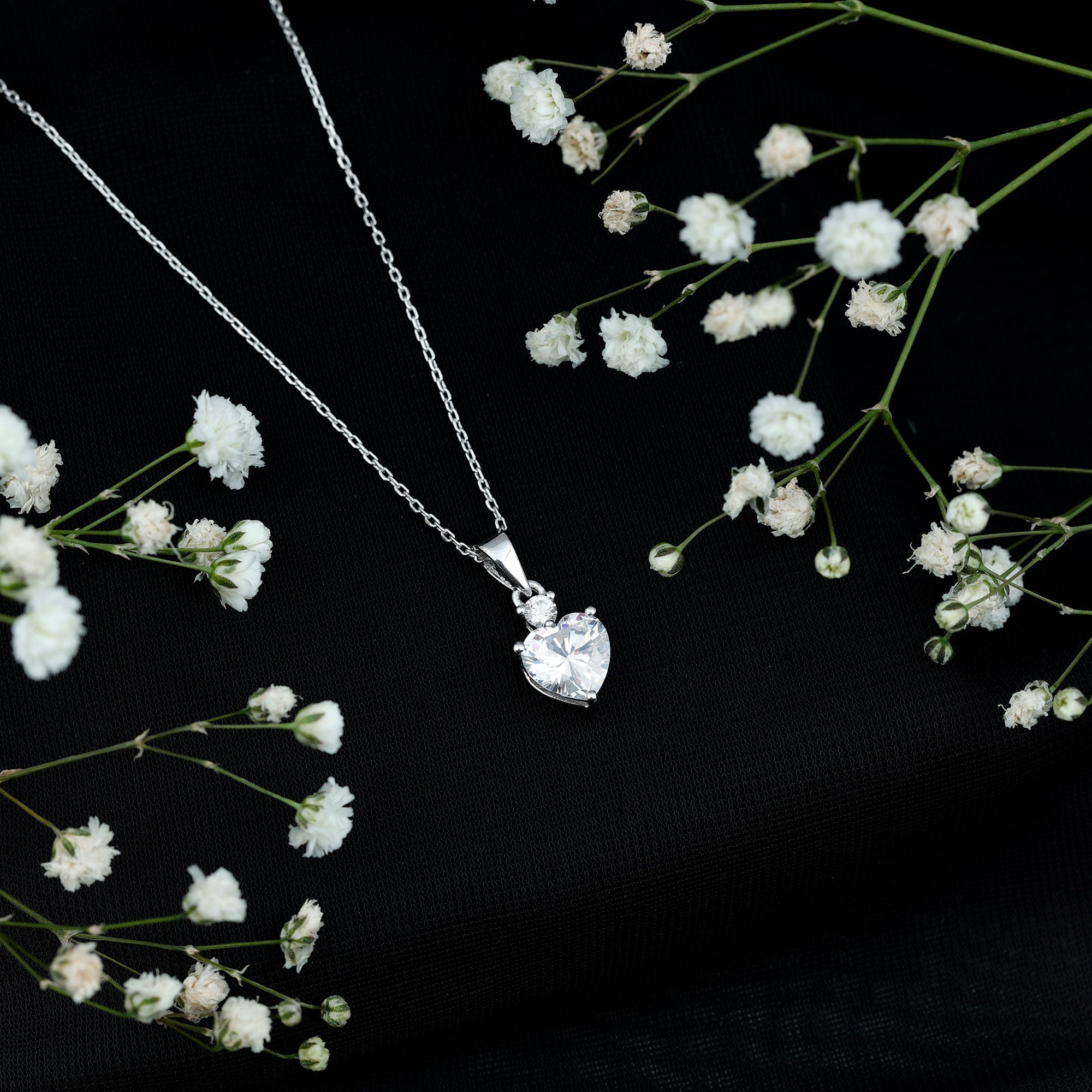 Certified Cubic Zirconia Heart Locket with Silver Chain