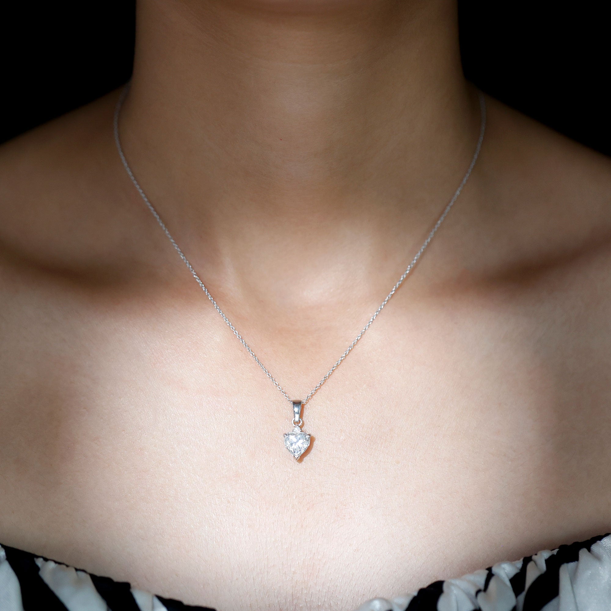 Certified Cubic Zirconia Heart Locket with Silver Chain