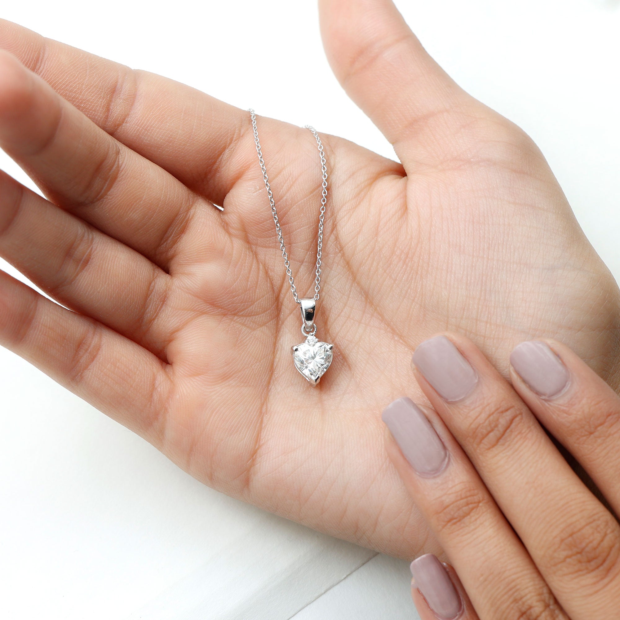 Certified Cubic Zirconia Heart Locket with Silver Chain