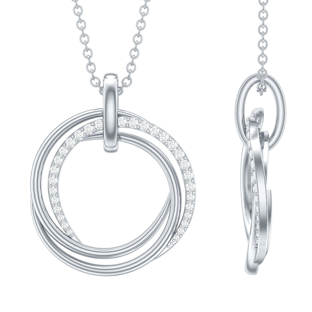 Diamond Eternity Necklace - Interlocking Circle Pendant With Round Cut Diamonds