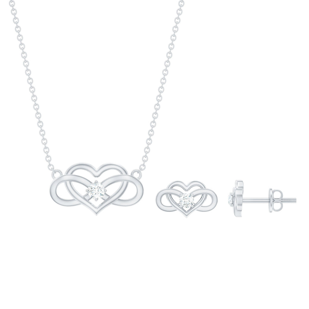 Diamond Infinity Heart Set - Round Cut Diamond Jewelry Set With Earrings