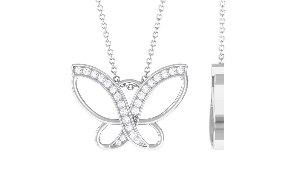 Diamond Butterfly Necklace – Dainty Butterfly Pendant for Women | Pave Setting Diamonds