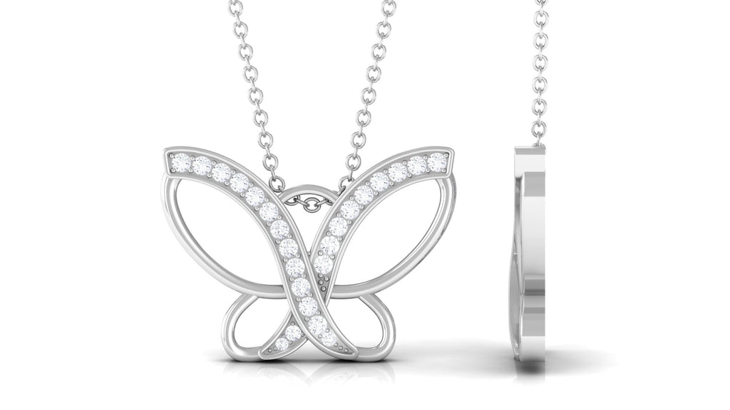 Diamond Butterfly Necklace – Dainty Butterfly Pendant for Women | Pave Setting Diamonds