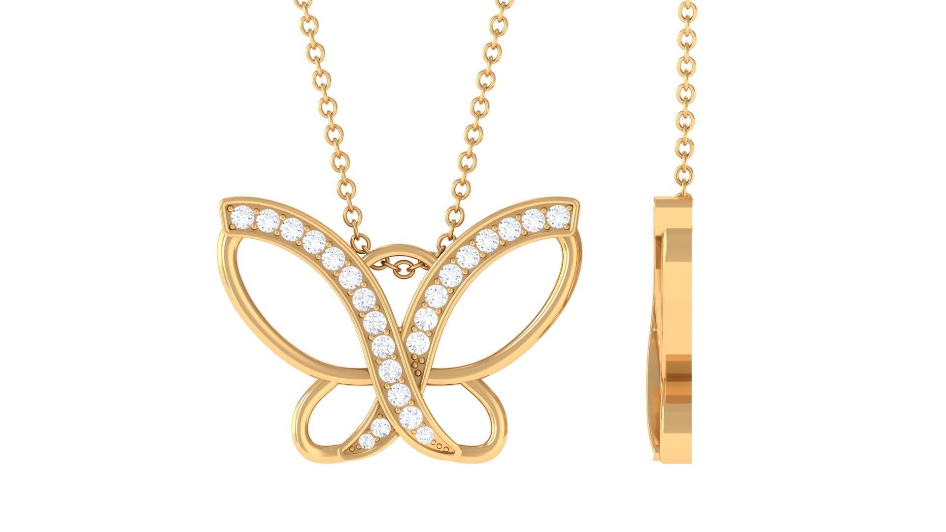 Diamond Butterfly Necklace – Dainty Butterfly Pendant for Women | Pave Setting Diamonds