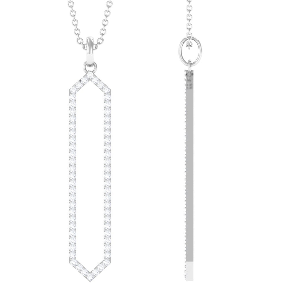 Diamond Geometric Necklace - Modern Hexagon Pendant With Round Brilliant Cut