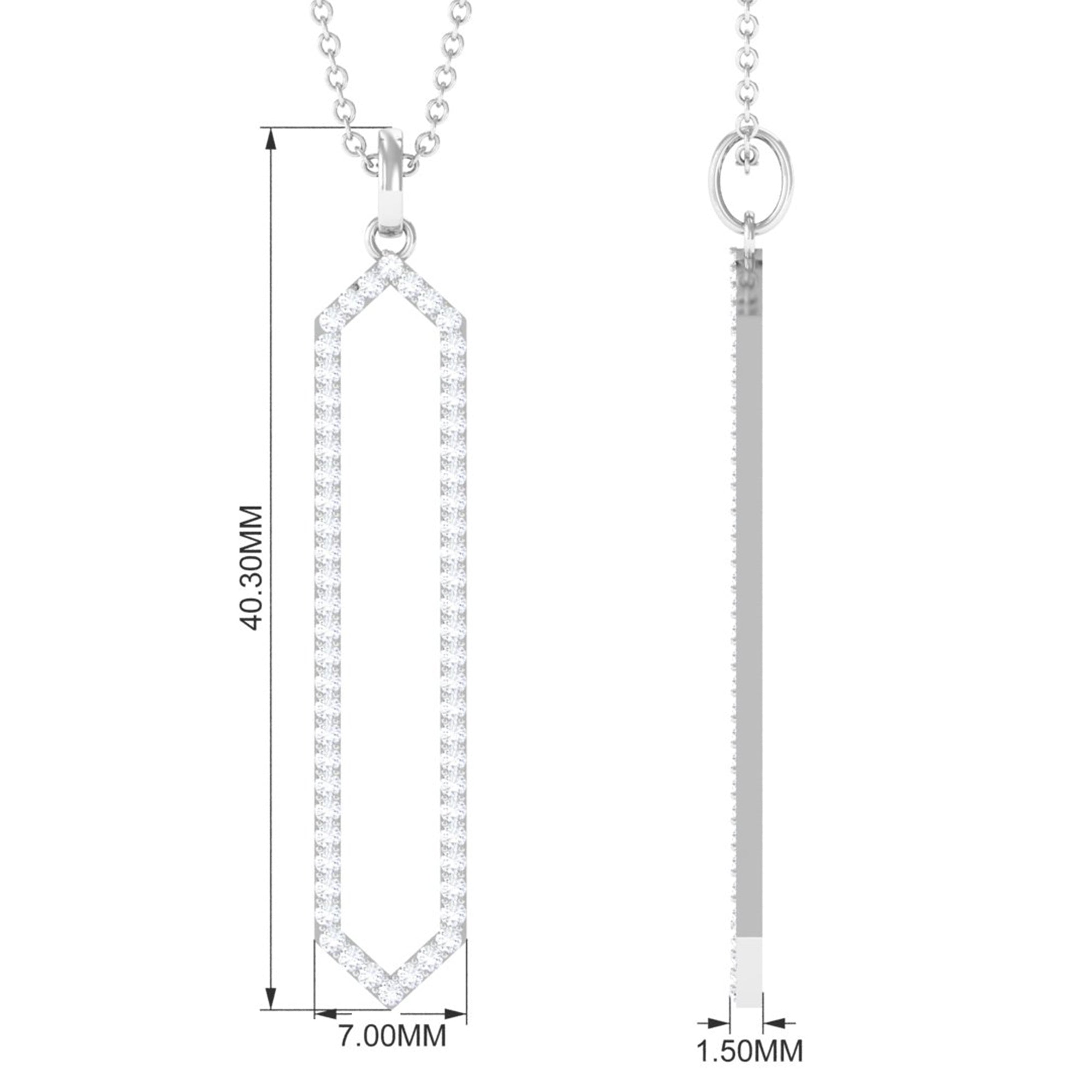 Diamond Geometric Necklace - Modern Hexagon Pendant With Round Brilliant Cut