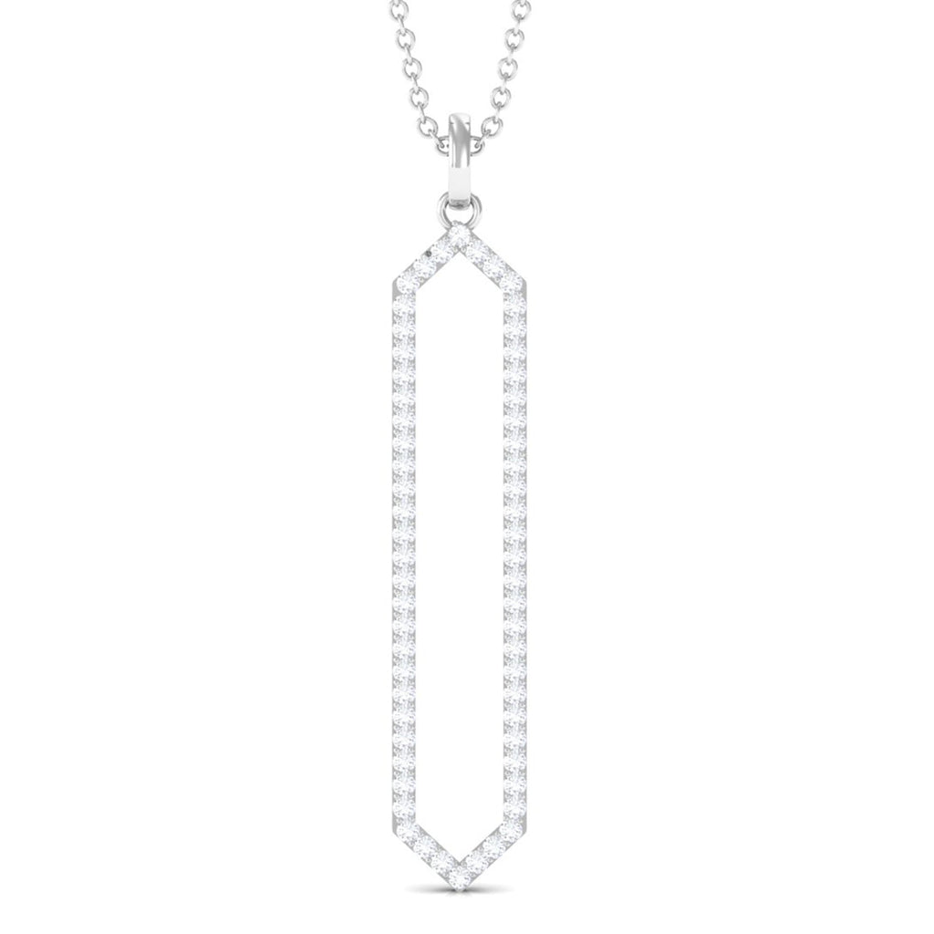 Diamond Geometric Necklace - Modern Hexagon Pendant With Round Brilliant Cut