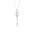 Diamond Key Necklace – Vintage Style Heart Pendant With Prong Setting Diamonds