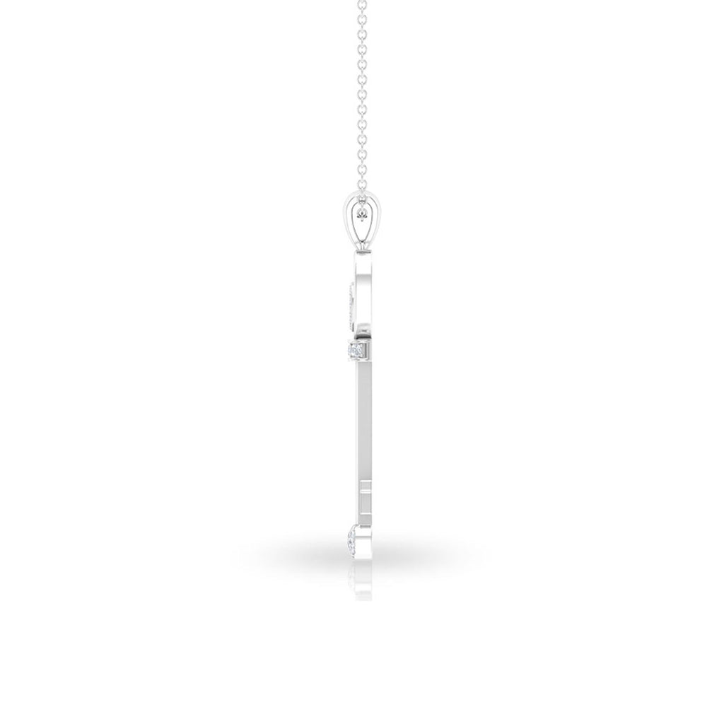 Diamond Key Necklace – Vintage Style Heart Pendant With Prong Setting Diamonds