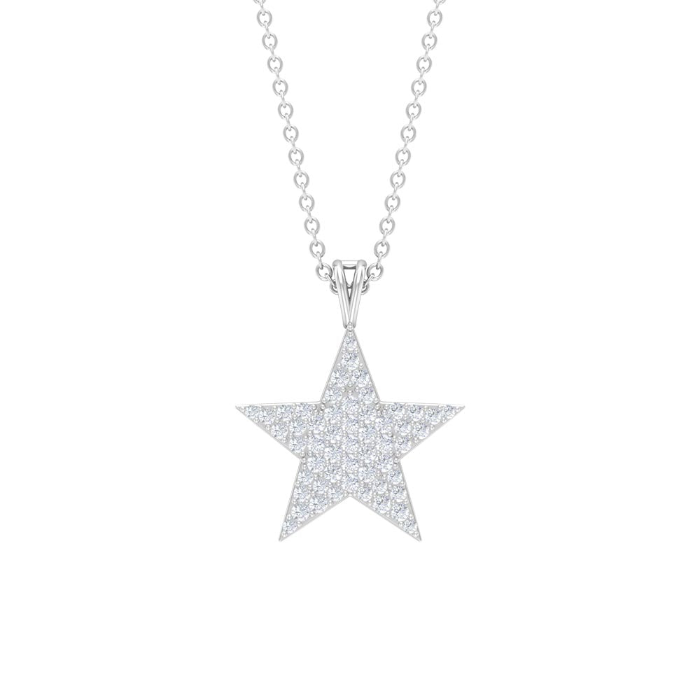 Diamond Star Necklace – Five Point Star Pendant with Pave Setting | Celestial Jewelry Gift