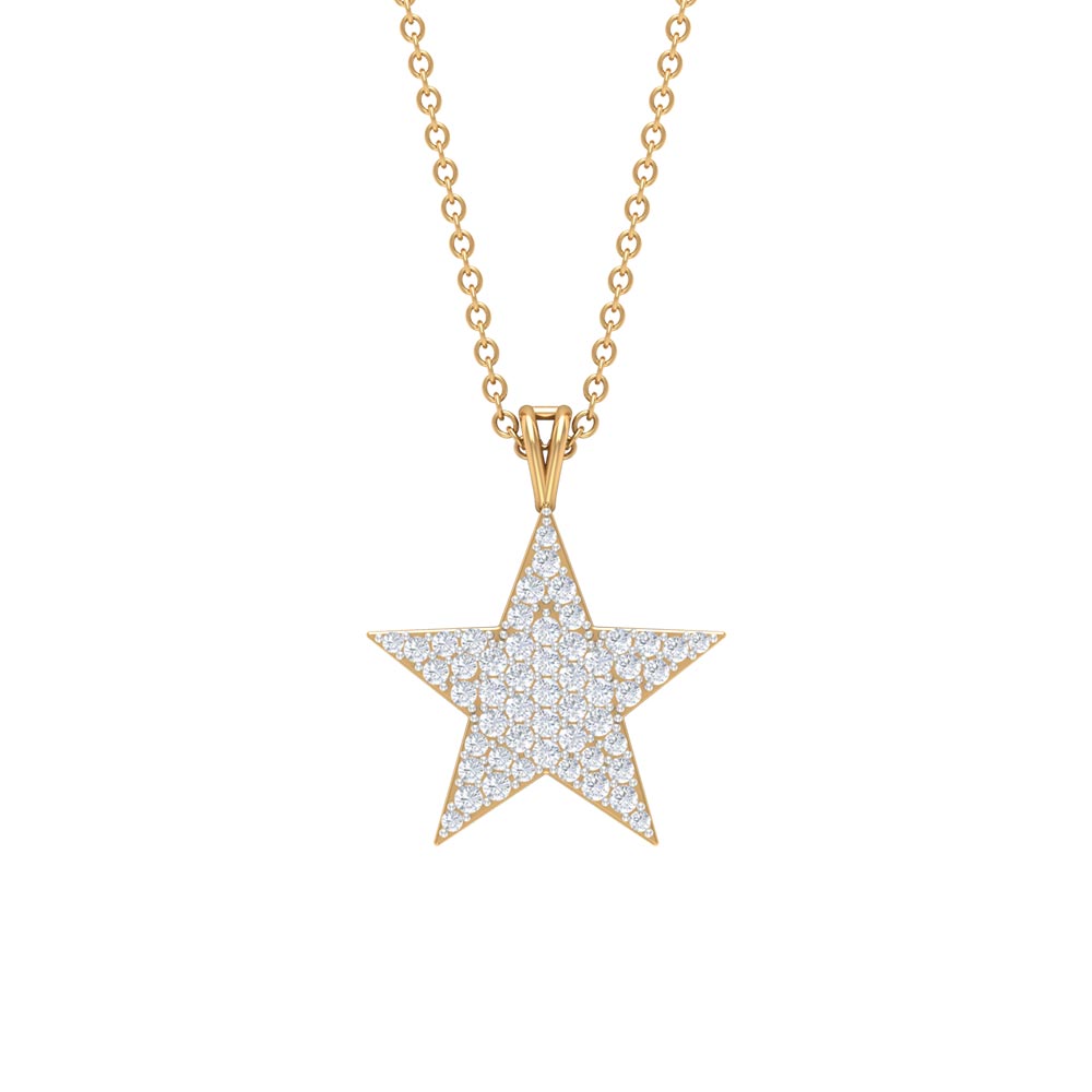 Diamond Star Necklace – Five Point Star Pendant with Pave Setting | Celestial Jewelry Gift