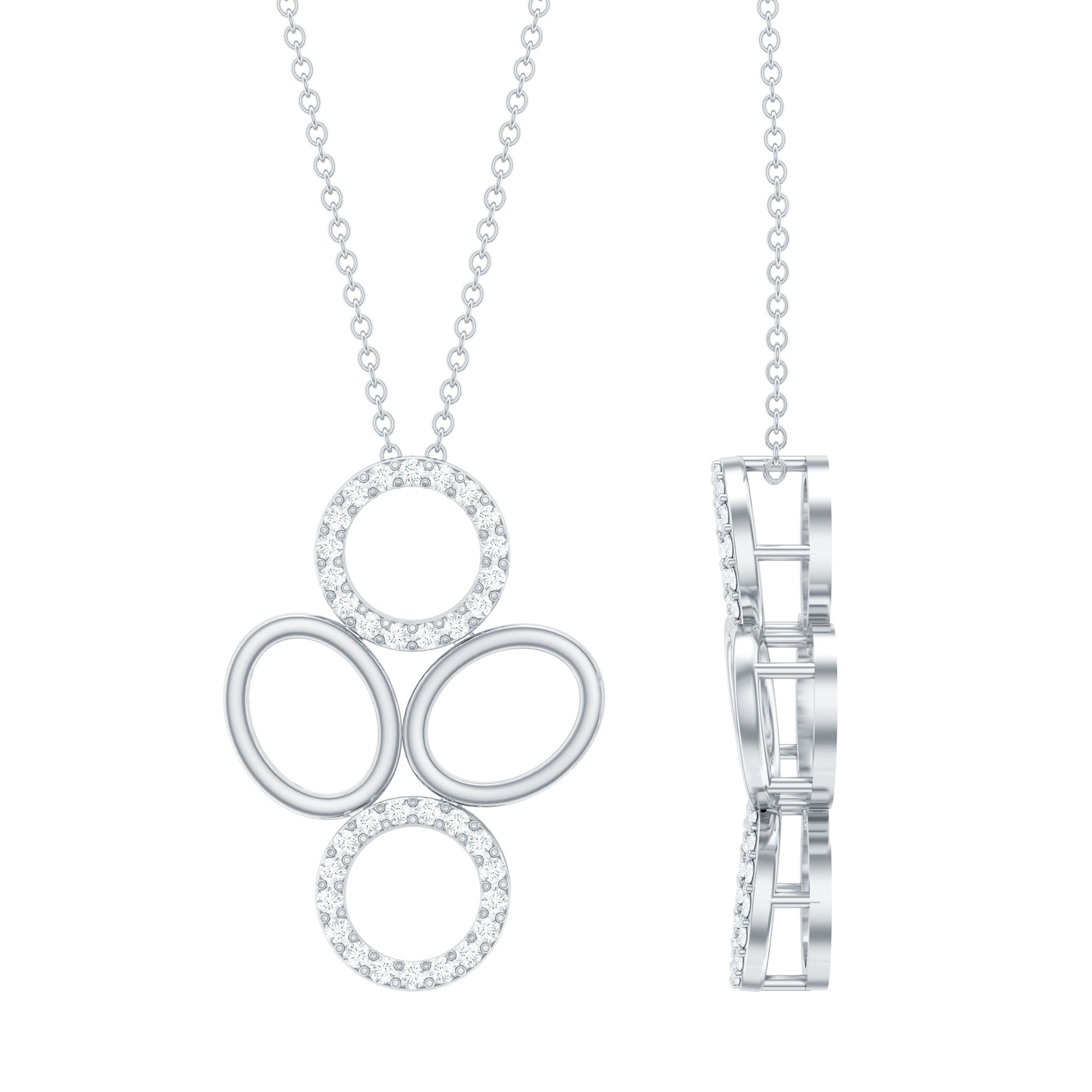 Diamond Circle Necklace – Contemporary Pave Setting Pendant With Round Cut Diamonds