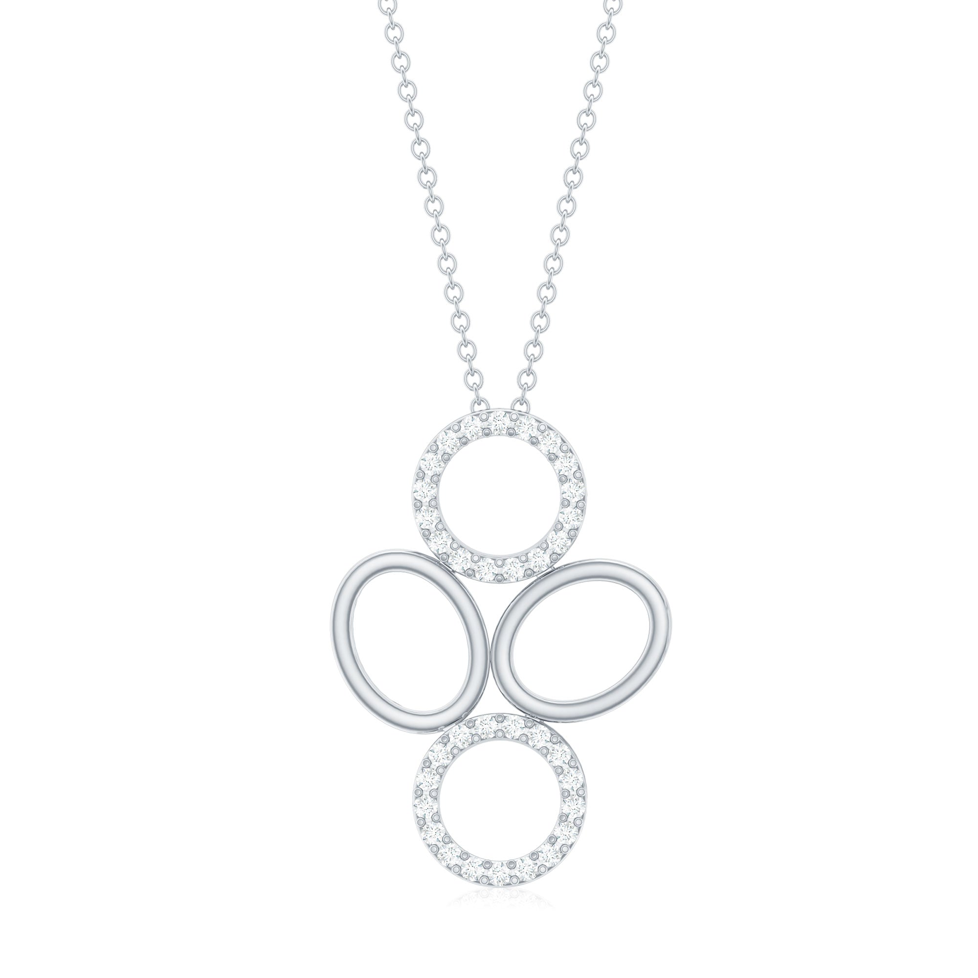 Diamond Circle Necklace – Contemporary Pave Setting Pendant With Round Cut Diamonds
