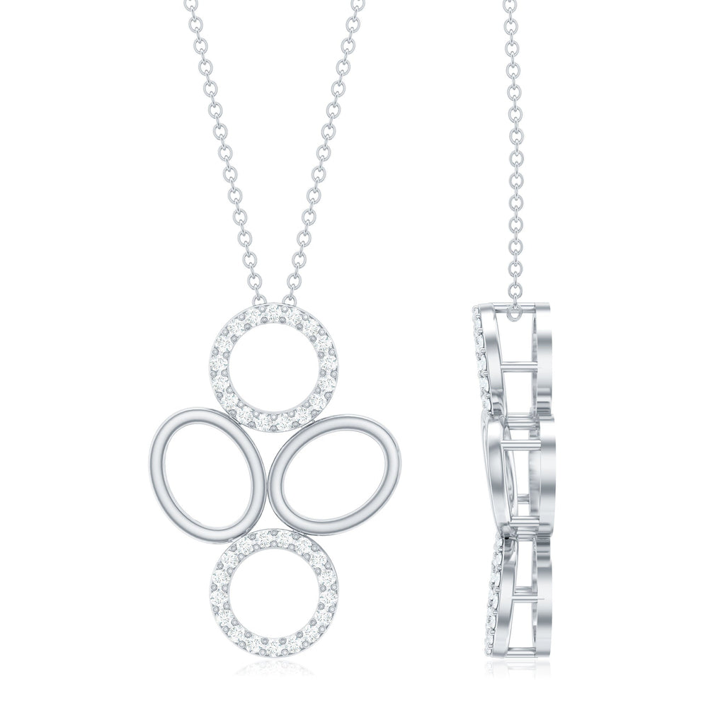 Diamond Circle Necklace – Contemporary Pave Setting Pendant With Round Cut Diamonds