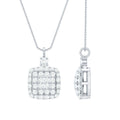 Diamond Pendant Necklace - Brilliant Cut Diamonds In Pave Setting, Geometric Design