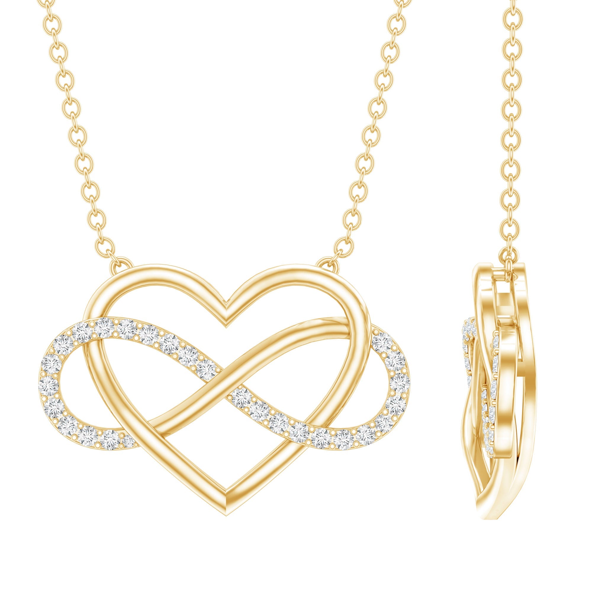Diamond Infinity Heart Necklace – Sparkling Pave Setting Fine Jewelry Gift