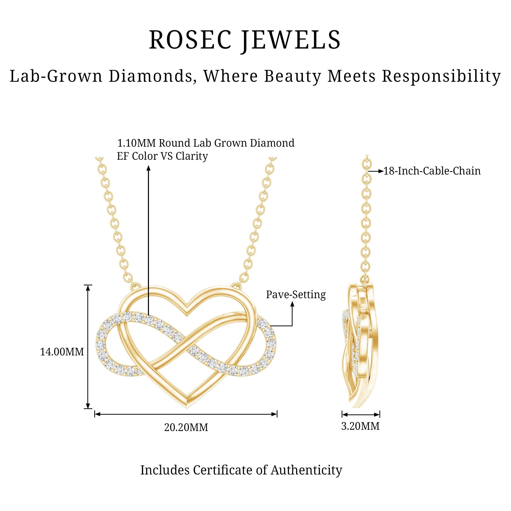 Diamond Infinity Heart Necklace – Sparkling Pave Setting Fine Jewelry Gift