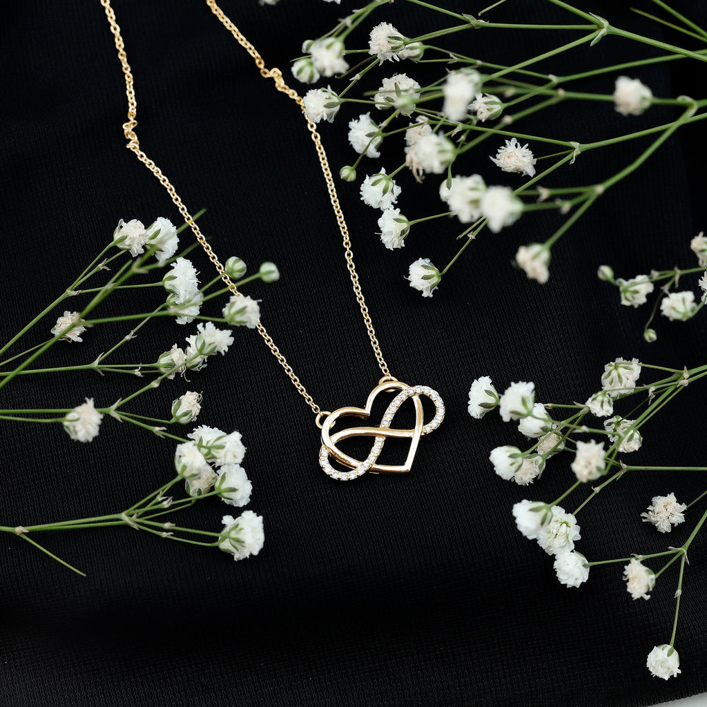 Diamond Infinity Heart Necklace – Sparkling Pave Setting Fine Jewelry Gift