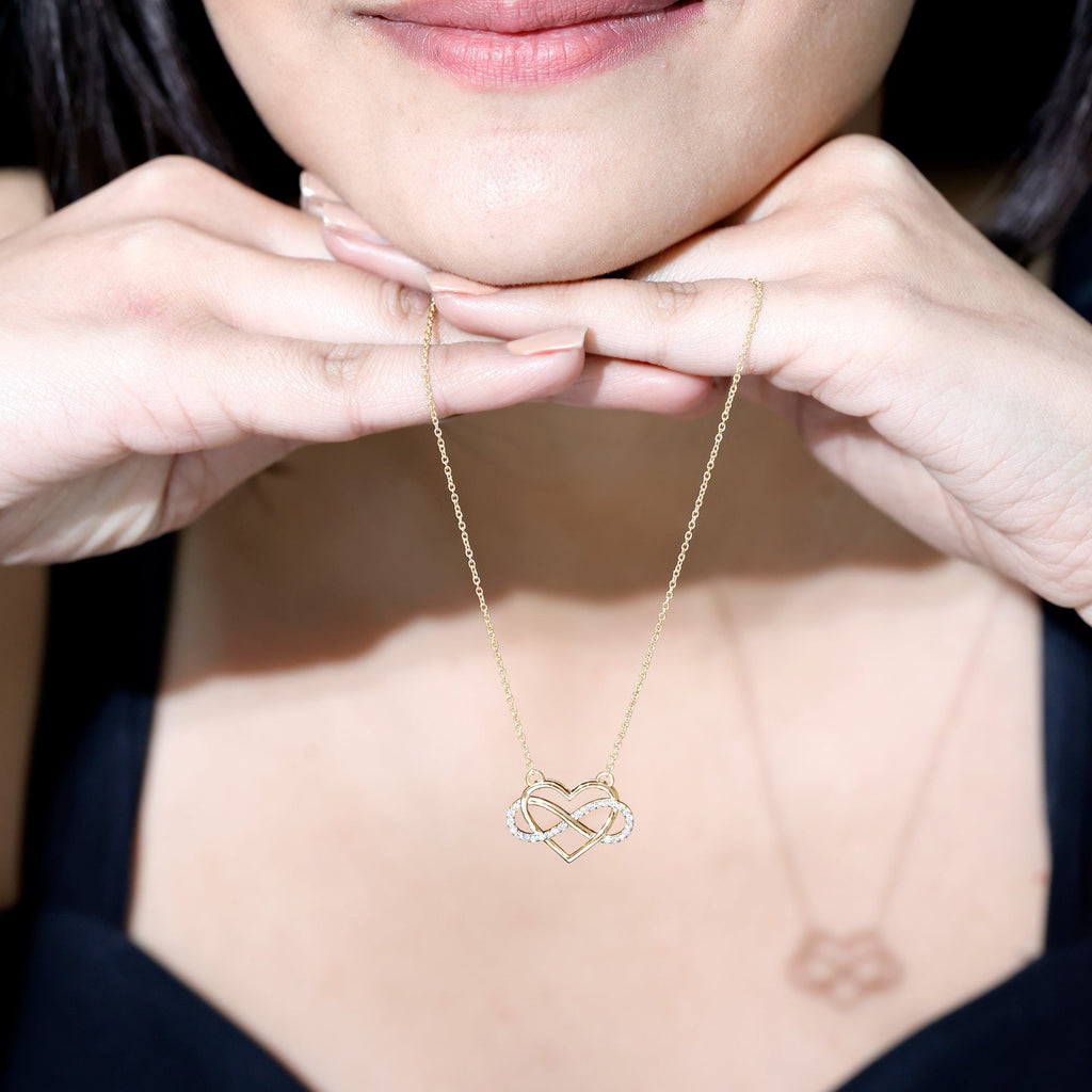 Diamond Infinity Heart Necklace – Sparkling Pave Setting Fine Jewelry Gift