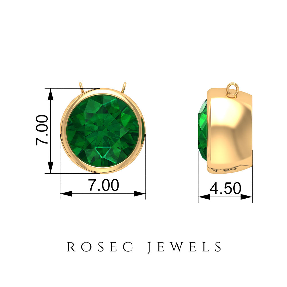 Emerald Necklace - Natural Half Carat Solitaire Emerald Pendant in Bezel Setting